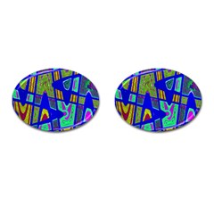 Bright Blue Mod Pop Art  Cufflinks (oval) by BrightVibesDesign