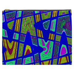 Bright Blue Mod Pop Art  Cosmetic Bag (xxxl)  by BrightVibesDesign