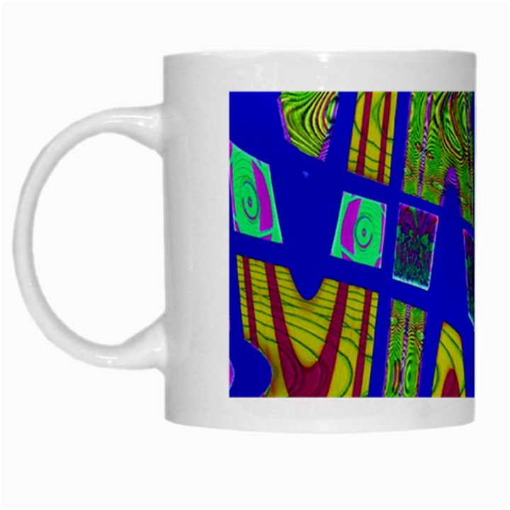 Bright Blue Mod Pop Art  White Mugs