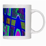 Bright Blue Mod Pop Art  White Mugs Right