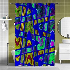 Bright Blue Mod Pop Art  Shower Curtain 48  X 72  (small) 