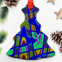 Bright Blue Mod Pop Art  Christmas Tree Ornament (2 Sides)