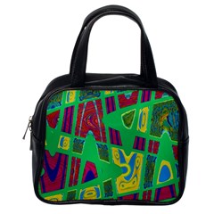 Bright Green Mod Pop Art Classic Handbags (one Side) by BrightVibesDesign