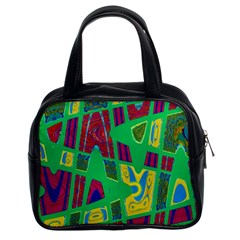 Bright Green Mod Pop Art Classic Handbags (2 Sides) by BrightVibesDesign