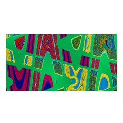 Bright Green Mod Pop Art Satin Shawl