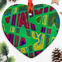 Bright Green Mod Pop Art Ornament (heart)  by BrightVibesDesign