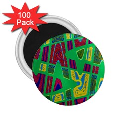 Bright Green Mod Pop Art 2 25  Magnets (100 Pack)  by BrightVibesDesign