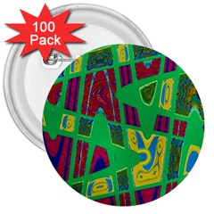 Bright Green Mod Pop Art 3  Buttons (100 Pack)  by BrightVibesDesign