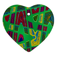 Bright Green Mod Pop Art Heart Ornament (2 Sides) by BrightVibesDesign