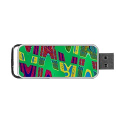 Bright Green Mod Pop Art Portable Usb Flash (one Side)