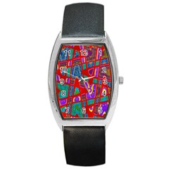 Bright Red Mod Pop Art Barrel Style Metal Watch by BrightVibesDesign