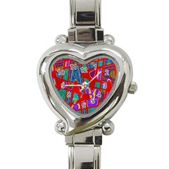 Bright Red Mod Pop Art Heart Italian Charm Watch by BrightVibesDesign