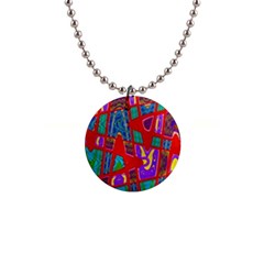 Bright Red Mod Pop Art Button Necklaces by BrightVibesDesign