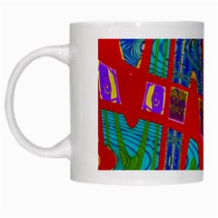 Bright Red Mod Pop Art White Mugs by BrightVibesDesign