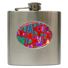 Bright Red Mod Pop Art Hip Flask (6 Oz) by BrightVibesDesign