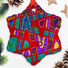 Bright Red Mod Pop Art Snowflake Ornament (2-side)