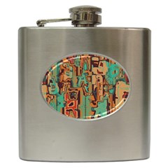 Brown Green Texture                              			hip Flask (6 Oz) by LalyLauraFLM