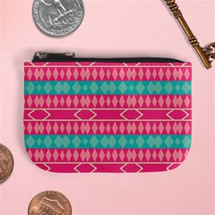 Pink Blue Rhombus Pattern                               	mini Coin Purse by LalyLauraFLM