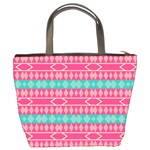 Pink blue rhombus pattern                               	Bucket Bag Back