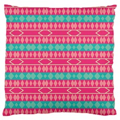 Pink Blue Rhombus Pattern                               	large Flano Cushion Case (two Sides)