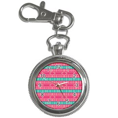 Pink Blue Rhombus Pattern                               			key Chain Watch by LalyLauraFLM