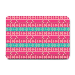 Pink Blue Rhombus Pattern                               			small Doormat by LalyLauraFLM