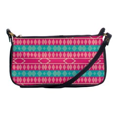 Pink Blue Rhombus Pattern                               			shoulder Clutch Bag by LalyLauraFLM