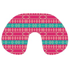 Pink Blue Rhombus Pattern                               Travel Neck Pillow