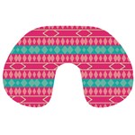 Pink blue rhombus pattern                               Travel Neck Pillow Front