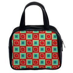 Blue Red Squares Pattern                                Classic Handbag (two Sides) by LalyLauraFLM