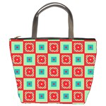 Blue red squares pattern                                	Bucket Bag Front