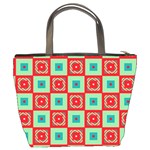 Blue red squares pattern                                	Bucket Bag Back