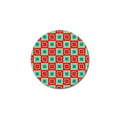 Blue Red Squares Pattern                                			golf Ball Marker by LalyLauraFLM