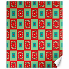 Blue Red Squares Pattern                                			canvas 8  X 10  by LalyLauraFLM