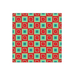 Blue Red Squares Pattern                                Satin Bandana Scarf