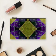 Purple Yellow Stone Abstract Cosmetic Bag (small)  by BrightVibesDesign