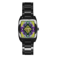 Purple Yellow Stone Abstract Stainless Steel Barrel Watch by BrightVibesDesign