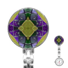 Purple Yellow Stone Abstract Stainless Steel Nurses Watch by BrightVibesDesign