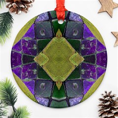 Purple Yellow Stone Abstract Ornament (round)  by BrightVibesDesign