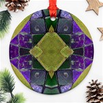 Purple Yellow Stone Abstract Ornament (Round)  Front