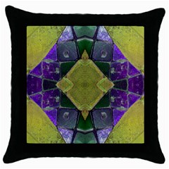 Purple Yellow Stone Abstract Throw Pillow Case (black) by BrightVibesDesign