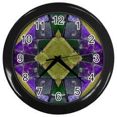 Purple Yellow Stone Abstract Wall Clocks (black) by BrightVibesDesign