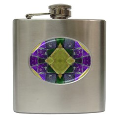 Purple Yellow Stone Abstract Hip Flask (6 Oz) by BrightVibesDesign