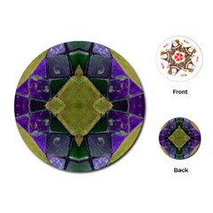 Purple Yellow Stone Abstract Playing Cards (round) 