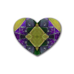 Purple Yellow Stone Abstract Rubber Coaster (heart)  by BrightVibesDesign