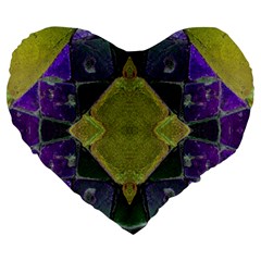 Purple Yellow Stone Abstract Large 19  Premium Flano Heart Shape Cushions