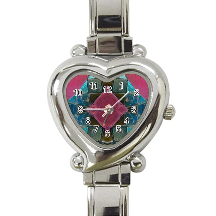 Pink Turquoise Stone Abstract Heart Italian Charm Watch