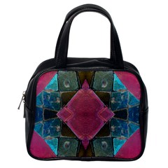 Pink Turquoise Stone Abstract Classic Handbags (one Side) by BrightVibesDesign