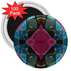 Pink Turquoise Stone Abstract 3  Magnets (100 Pack) by BrightVibesDesign