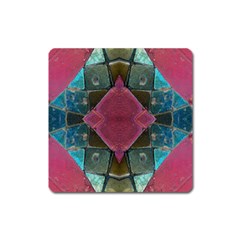 Pink Turquoise Stone Abstract Square Magnet by BrightVibesDesign